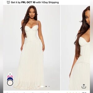 Daniella Lace Corset Pleated Maxi Dress